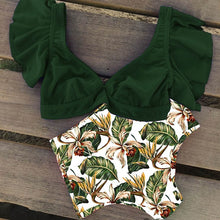 Load image into Gallery viewer, Floral Ruffled Hem Bikini Set Women Flora V-neck High-waisted Two Piece Swimsuit 2020 Girl Beach Bathing Suit Swimwear Biquinis